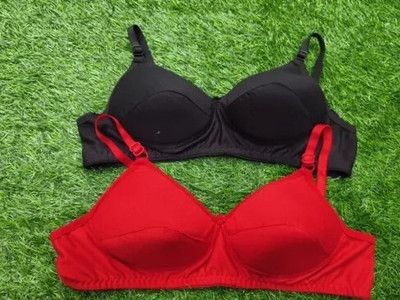 SanjuFashion PREMIUM QUALITY random Colour Women T-Shirt Heavily Padded Bra(Black, Red)