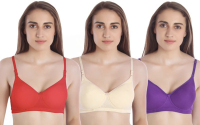 KriBhi Women T-Shirt Lightly Padded Bra(Purple, Red)