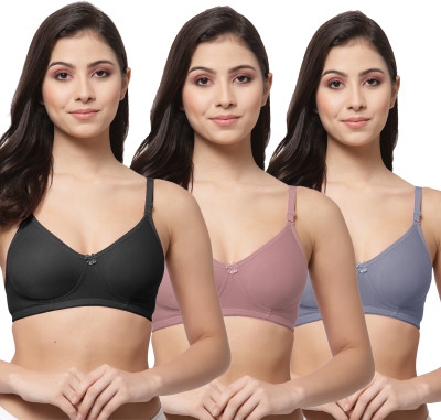 COLLEGE GIRL CG1301 Women T-Shirt Non Padded Bra(Black, Brown, Blue)
