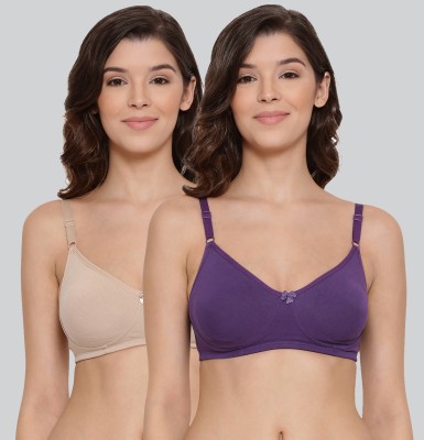 Lyra Women Full Coverage Non Padded Bra(Beige, Purple)