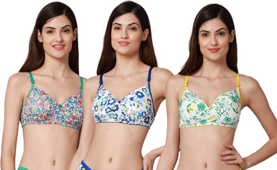 Beach Curve A_Riopd Bra Women Minimizer Lightly Padded Bra(Green, Blue, Yellow)