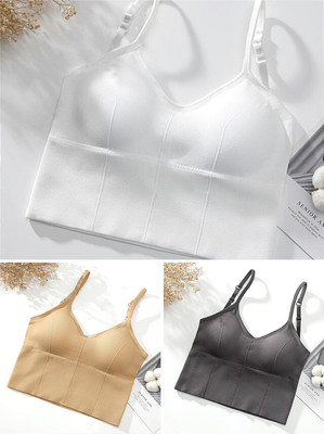 PTELRA Premium Quality Women Full Coverage Lightly Padded Cami Bra Women Everyday Lightly Padded Bra(Multicolor)