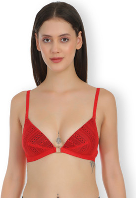 Selfcare Womens Fancy Half Coverage Tshirt Bra Women Full Coverage Lightly Padded Bra(Red)