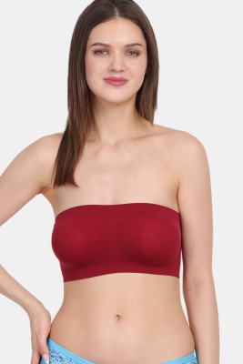 s k traders Women's Stretchable Seamless Nylon Non Padded Tube Bra Women Minimizer Non Padded Bra(Maroon)