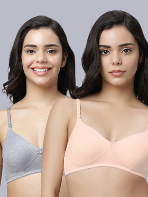 Eden EDEN103GREYPEACH Women T-Shirt Non Padded Bra(Grey, Beige)