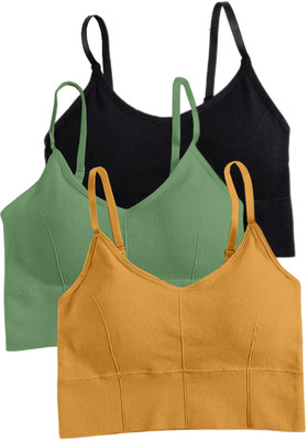 NAGARVEL CREATION 646-blk-green-yellow-03-28 Women Full Coverage Lightly Padded Bra(Multicolor)