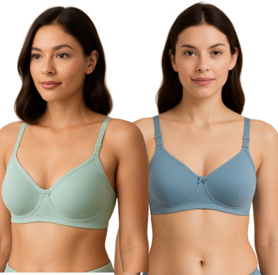 HERBLOURE SEFO Women Push-up Lightly Padded Bra(Blue, Green)
