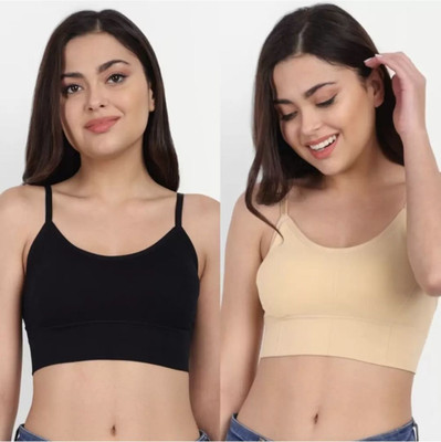 BRANKLY URJA Women Everyday Lightly Padded Bra Women Cami Bra Lightly Padded Bra(Black, Beige)