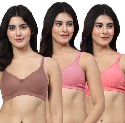 LILY Women T-Shirt Non Padded Bra(Brown, Pink, Pink)