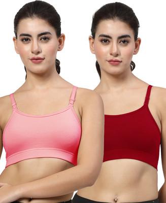 LILY stropsazil Women Sports Non Padded Bra(Pink, Maroon)