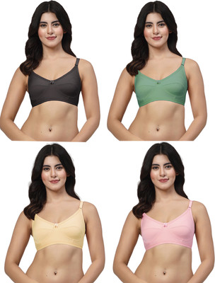 LILY akihdar Women Minimizer Non Padded Bra(Black, Green, Pink, Beige)