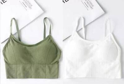 ABD CREATION Women Cami Bra Lightly Padded Bra(Green, Pink)