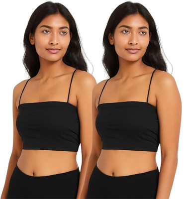 Nyora Women Bandeau/Tube Lightly Padded Bra(Black)