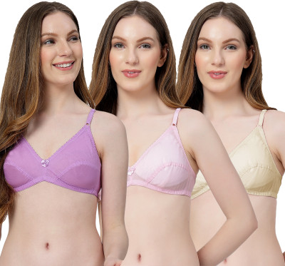 LILY anwahb Women Everyday Non Padded Bra(Purple, Pink, Beige)