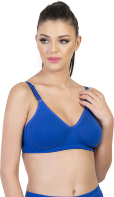 Envie Women's Encircled Cotton Bra/Non-Padded, Non-Wired, Side Sharper Women T-Shirt Non Padded Bra(Blue)