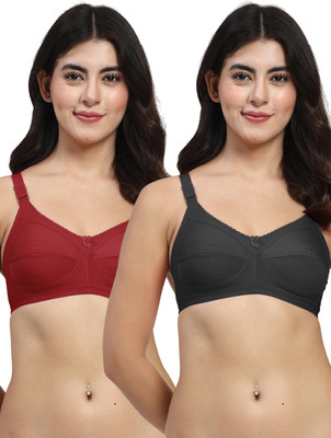 LILY C703 Women Minimizer Non Padded Bra(Black, Maroon)