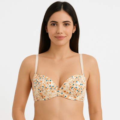 Sample FBAR PACK OF 1 FLORAL PRINTED PUSH UP BRAS WITH ALL DAY COMFRAT Women Push-up Lightly Padded Bra(Beige)