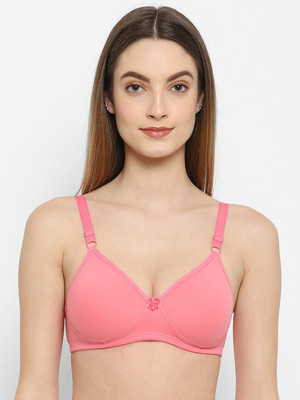 Floret Padded Full Coverage T-Shirt Bras Women T-Shirt Lightly Padded Bra(Pink)