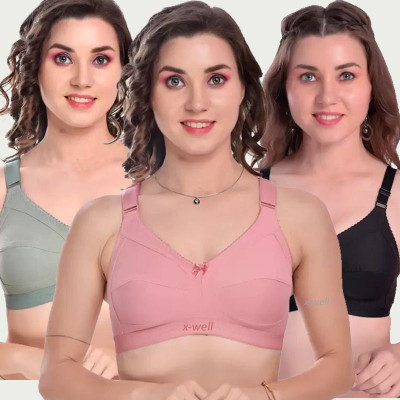 X-WELL Women Everyday Non Padded Bra(Beige, Light Green, Black)