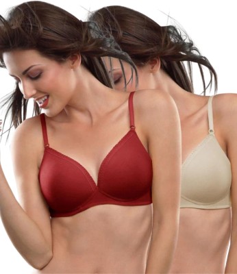 Lovable CONFI-41_Pack of 2 Women T-Shirt Lightly Padded Bra(Maroon, Beige)