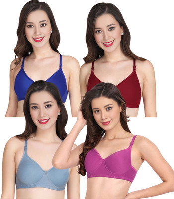Tulzott Women Everyday Non Padded Bra (Pack Of 4) for T-Shirt Saree Dress Sports Garment Women Everyday Non Padded Bra(Multicolor)