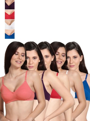 Shyle Shyle Cool Non Padded Seamed Casual Bra Women Everyday Non Padded Bra(Pink, Purple, Red, White, Blue)