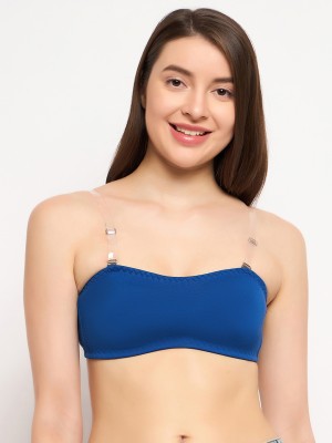 Clovia Strapless Tube Bra With Detachable Transparent Straps Women T-Shirt Non Padded Bra(Blue)