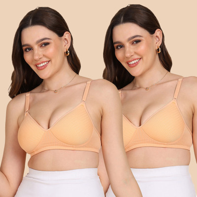 KOMLI Women T-Shirt Lightly Padded Bra(Orange)