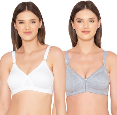 Groversons Paris Beauty Non-padded Combo Bra Women Full Coverage Non Padded Bra(White, Grey)