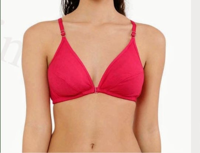 mofeez front open bra is soft and comfortable with perfect fitting Women Plunge Non Padded Bra(Red)