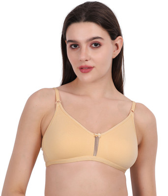 WAONY Daily Comfort Full Coverage Bra Women T-Shirt Non Padded Bra(Beige)