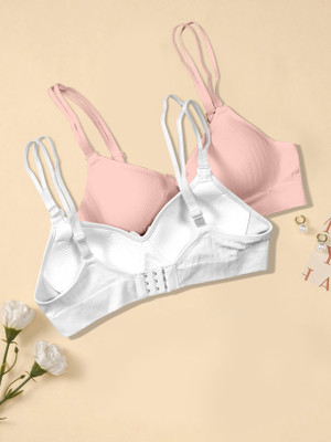 NAGARVEL CREATION D/309-PNK/WHT-P02-32 Women Push-up Lightly Padded Bra(Multicolor)