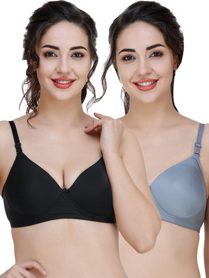 COLLEGE GIRL Hellopad ComboPO2 Women Full Coverage Lightly Padded Bra(Black, Grey)