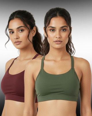 BOLDBEAUTY Women Bralette Lightly Padded Bra(Maroon, Green)