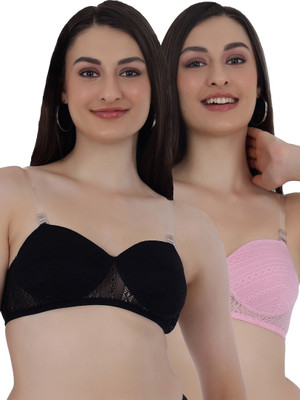 Selfcare Women's Embroidery Half Coverage Lightly Padded T-shirt Bra Women T-Shirt Lightly Padded Bra(Black, Pink)