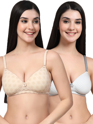 Erican ERPAD Women T-Shirt Lightly Padded Bra(Beige, Grey)
