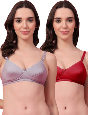 Shyam Sons FLAIR KLYN Foam Women Everyday Heavily Padded Bra(Grey, Maroon)