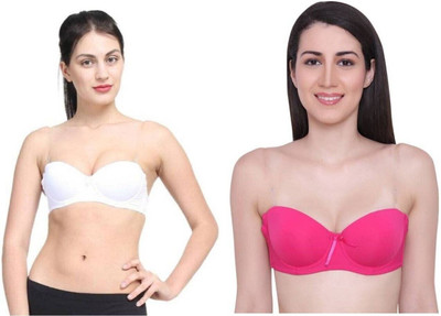 HouseOfCommon Women Everyday Lightly Padded Bra(Pink, White)