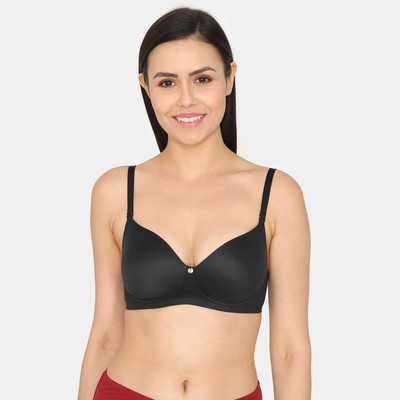 ZIVAME Women T-Shirt Lightly Padded Bra(Black)