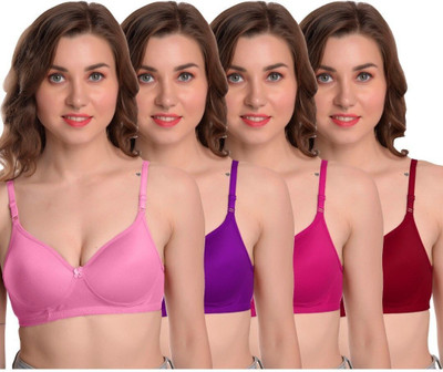 InnerGlow Women Full Coverage Non Padded Bra multicolor pack of 4 Women Everyday Lightly Padded Bra(Multicolor)