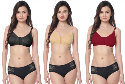 Shree Brahmani Corporation Women's Super PC Cotton Lycra Free Size Non Padded Front Hook Bra Women Everyday Non Padded Bra(Black, Gold, Maroon)