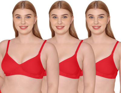 KOMLI Komli Seamless Medium Padded Full Coverage Cotton Rich Padded Bra Women T-Shirt Lightly Padded Bra(Red)