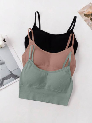 MAHEK CREATIVE Women Sports Lightly Padded Bra(Black, Brown, Grey)