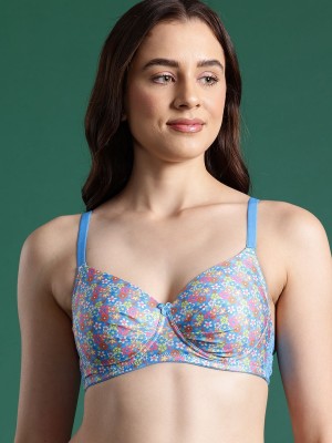 Dressberry DressBerry Floral Printed Full Coverage Lightly Padded T-shirt Bra Women T-Shirt Lightly Padded Bra(Light Blue)