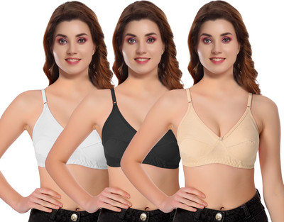 Black Wings Women's Comfort Bra For Everyday Combo Pack of 3 Single Layered Women Everyday Non Padded Bra(Multicolor)