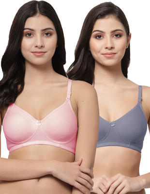 COLLEGE GIRL CG1301 Women T-Shirt Non Padded Bra(Pink, Blue)