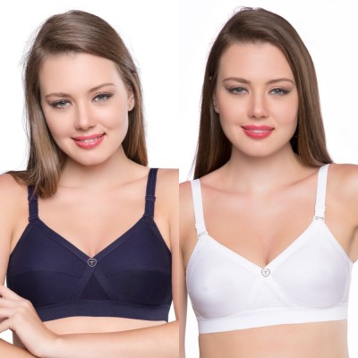 Trylo KPL COMBO 32 Sapphire & White F - CUP Women Full Coverage Non Padded Bra(Blue, White)