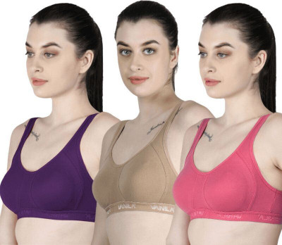Vanila (Size 36, Pack of 3) Women Sports Lightly Padded Bra(Multicolor)