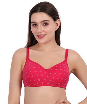WAONY Women's Printed Lightly Padded T-Shirt Bra Women T-Shirt Lightly Padded Bra(Pink)