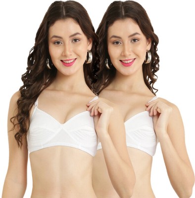 Hobby Lobby Women cotton non padded Medium coverage Bra.Pack of 2. Women Minimizer Non Padded Bra(White)